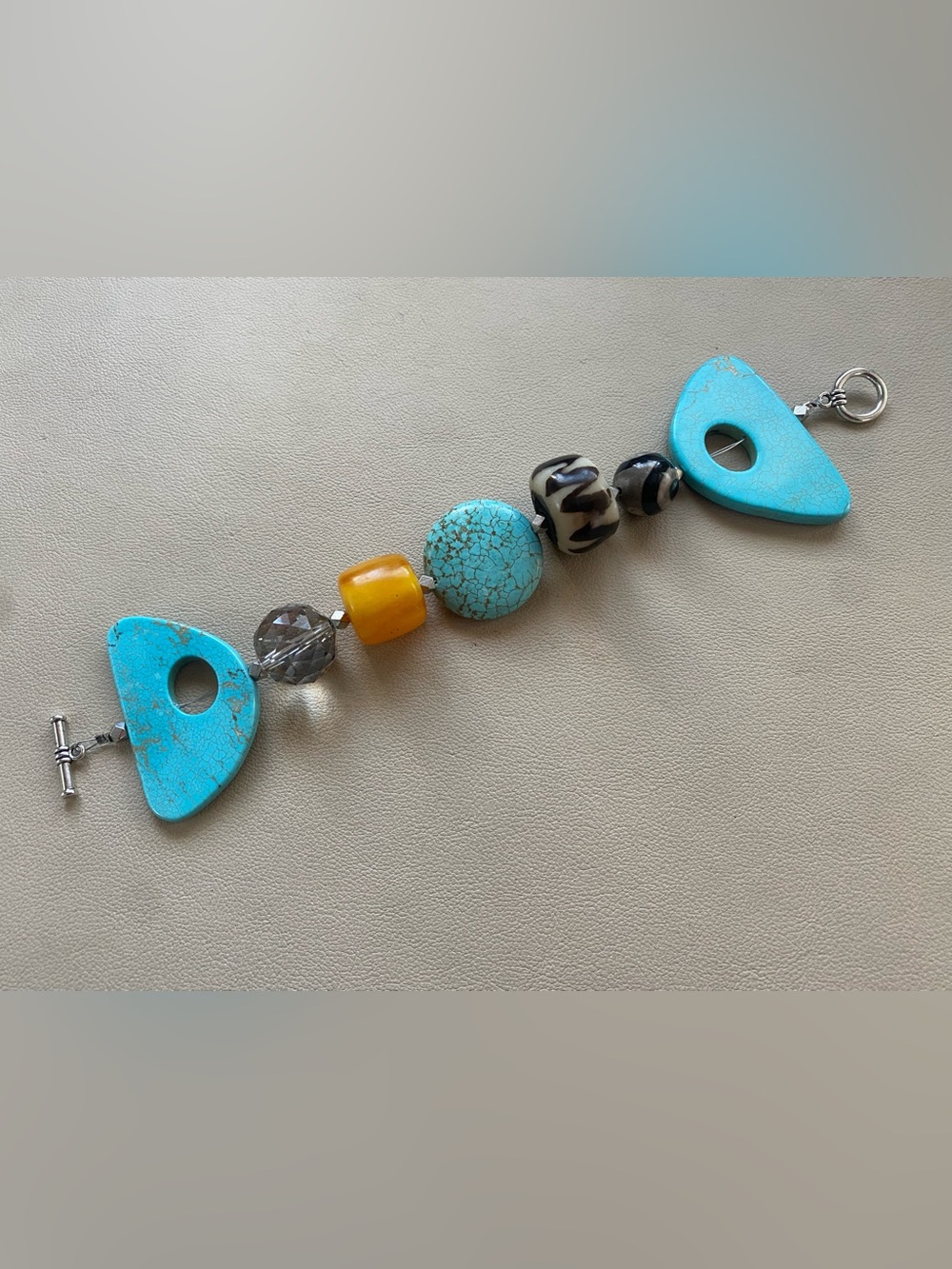 Turquoise & Amber Mixed Bead Bracelet